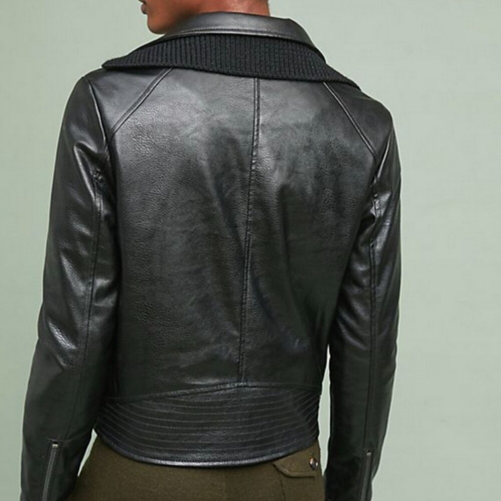 Ett:twa by Anthropologie Vegan Leather Moto Jacket Size XS - Picture 6 of 9